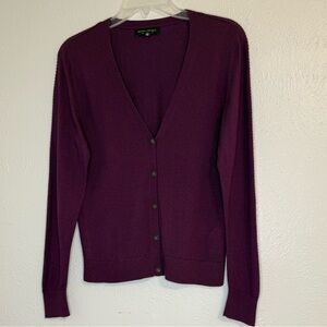Banana Republic M Silk/Cashmere Deep Purple V-neck Cardigan Sweater